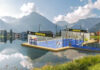 A floating padel court in the Swiss Alps creates a surreal experience for players Arosa Padel Tennis