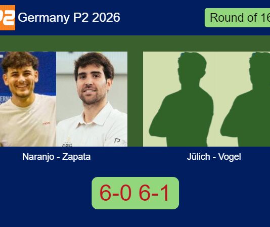 Naranjo Martinez and Zapata take control against Jülich and Vogel in a 6-0 6-1 Germany P2 2026 win Match-Naranjo-Zapata-vs-Julich-Vogel